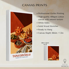 Spanish Tapas Kitchen Wall Art - canvas print stretched cotton canvas details