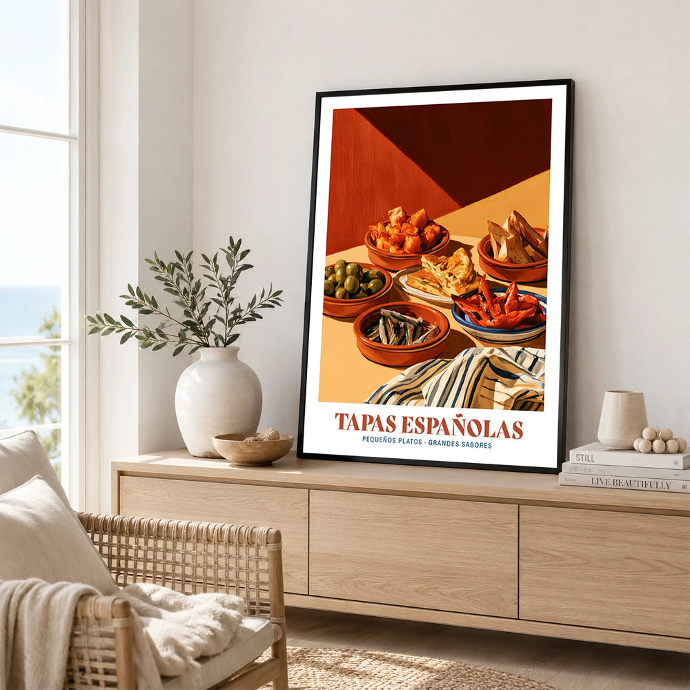Spanish Tapas Kitchen Wall Art - framed artwork living room lifestyle setting