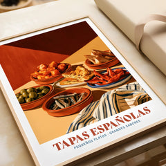 Spanish Tapas Kitchen Wall Art - framed art print closeup gift unwrapped natural frame