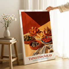 Spanish Tapas Kitchen Wall Art - canvas print mirror edge hand holding room setting