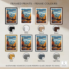 Grand Teton Poster | National Park Print framed prints color options including black, white, natural, brown, and metallic finishes.
