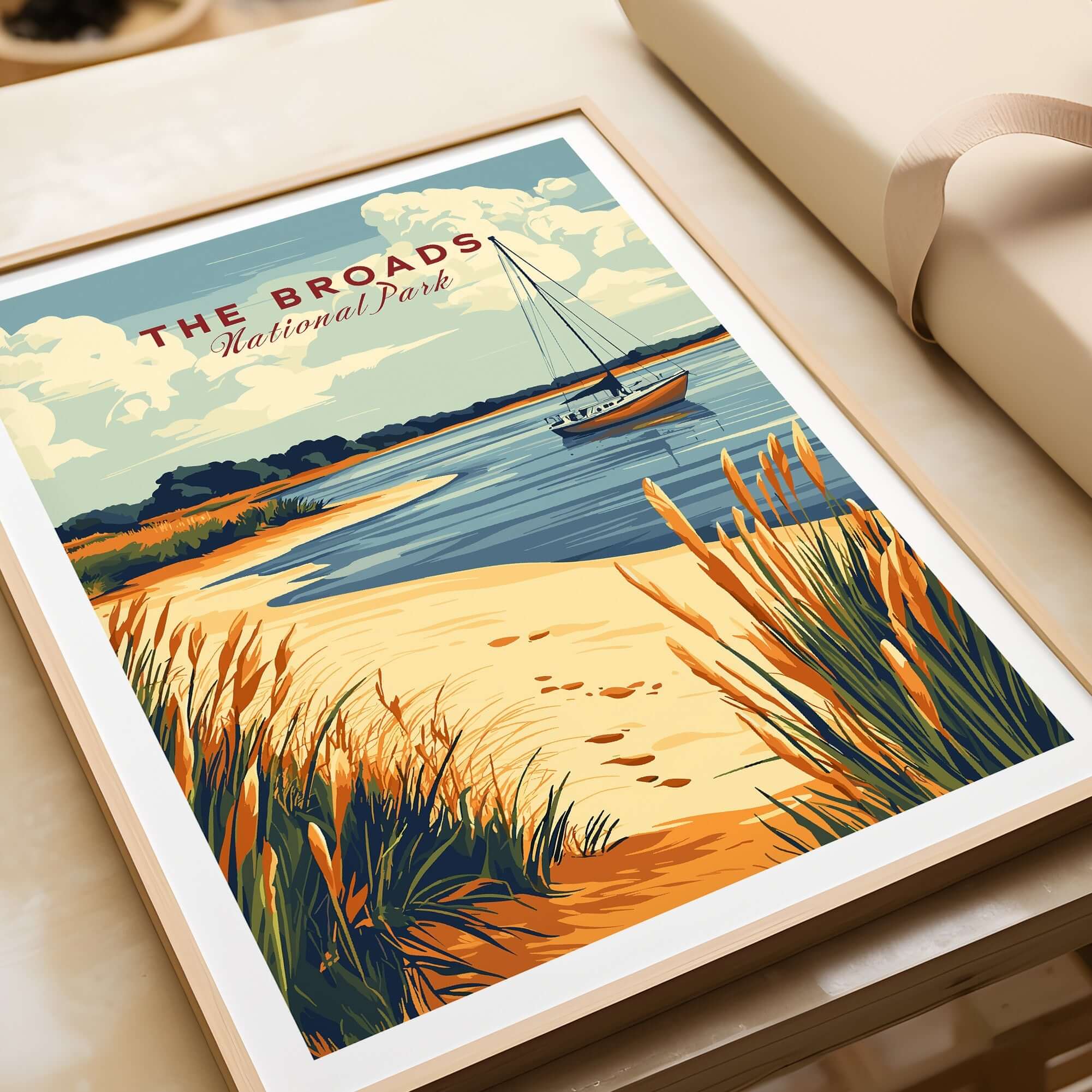 The Broads National Park Print showcasing vibrant colors and scenic nature details of the park.