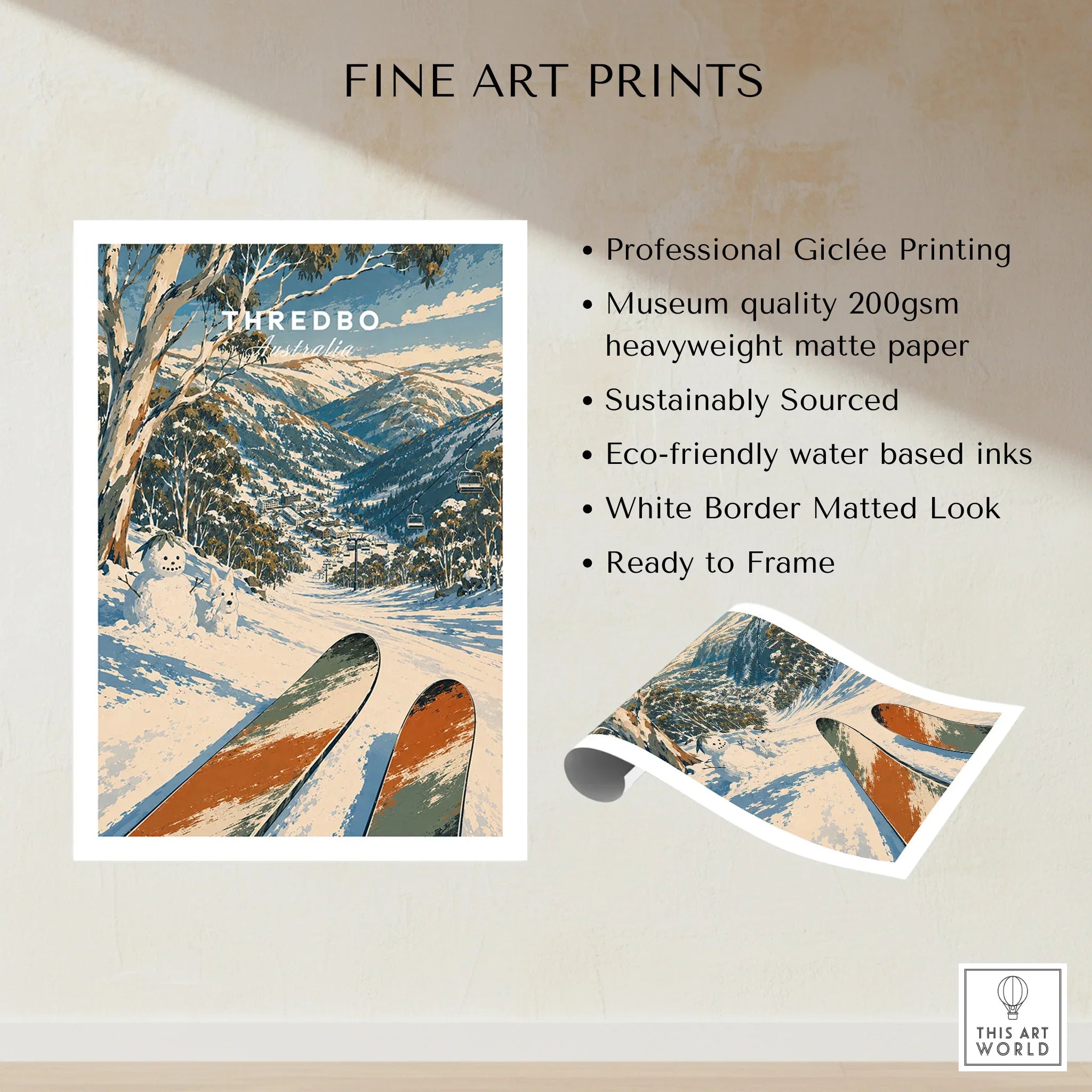 Thredbo Australia Valley Travel Poster — fine art print unframed quality details