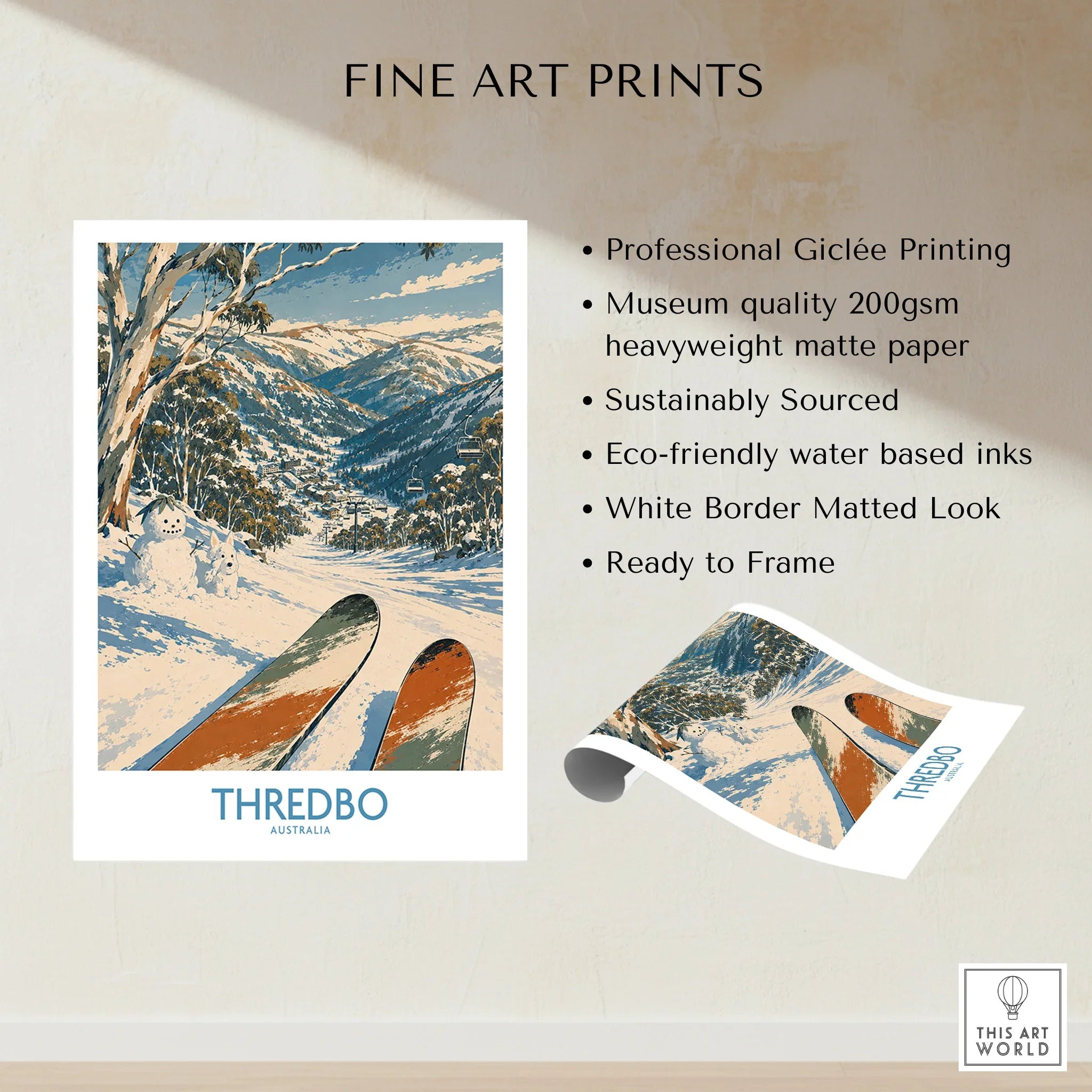 Thredbo Australia Village Wall Art — fine art print unframed quality details