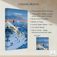 Thredbo Australia Gondola Travel Poster — canvas print stretched cotton canvas details