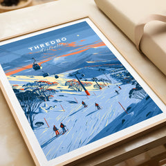 Thredbo Australia Gondola Travel Poster — framed art print closeup gift unwrapped natural frame