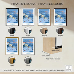 Thredbo Australia Alpine Wall Art — framed canvas float frame colour options