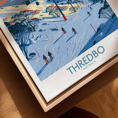 Thredbo Australia Alpine Wall Art — closeup framed canvas natural wood floating frame