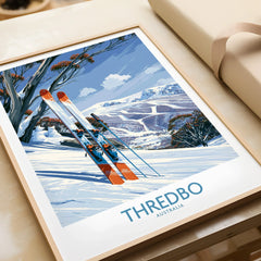 Thredbo Australia Slopes Wall Art — framed art print closeup gift unwrapped natural frame