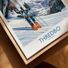 Thredbo Australia Slopes Wall Art — closeup framed canvas natural wood floating frame
