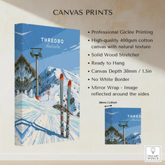 Thredbo Australia Ski Lift Travel Poster — canvas print stretched cotton canvas details
