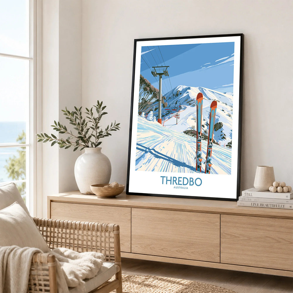 Thredbo Australia Mountains Wall Art — framed artwork living room lifestyle setting