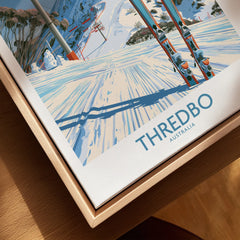Thredbo Australia Mountains Wall Art — closeup framed canvas natural wood floating frame
