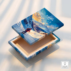 Tignes Ski Poster featuring a skier in a picturesque snowy landscape, perfect for home decor and skiing enthusiasts.