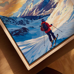 Tignes Ski Poster featuring a skier navigating a beautiful snowy landscape.