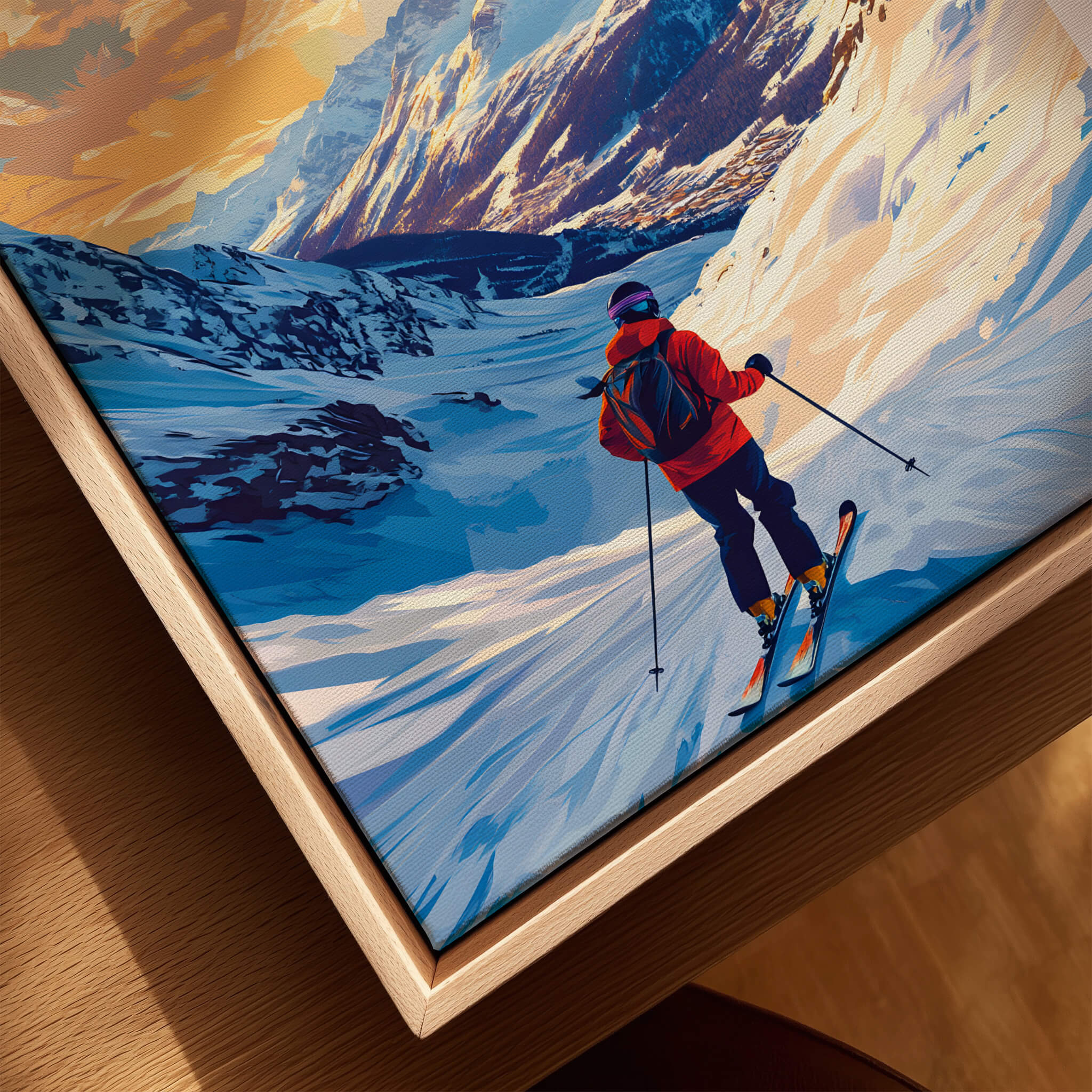 Tignes Ski Poster featuring a skier navigating a beautiful snowy landscape.