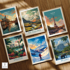 Tignes Ski Poster featuring stunning alpine landscapes and skiing, perfect wall art for ski enthusiasts.