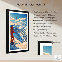 Tignes Print France Ski Poster framed art print featuring stunning ski artwork and high-quality giclée printing.