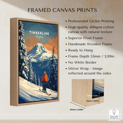 Timberline Travel Poster - Oregon framed canvas print showcasing ski adventure and nature in Oregon.