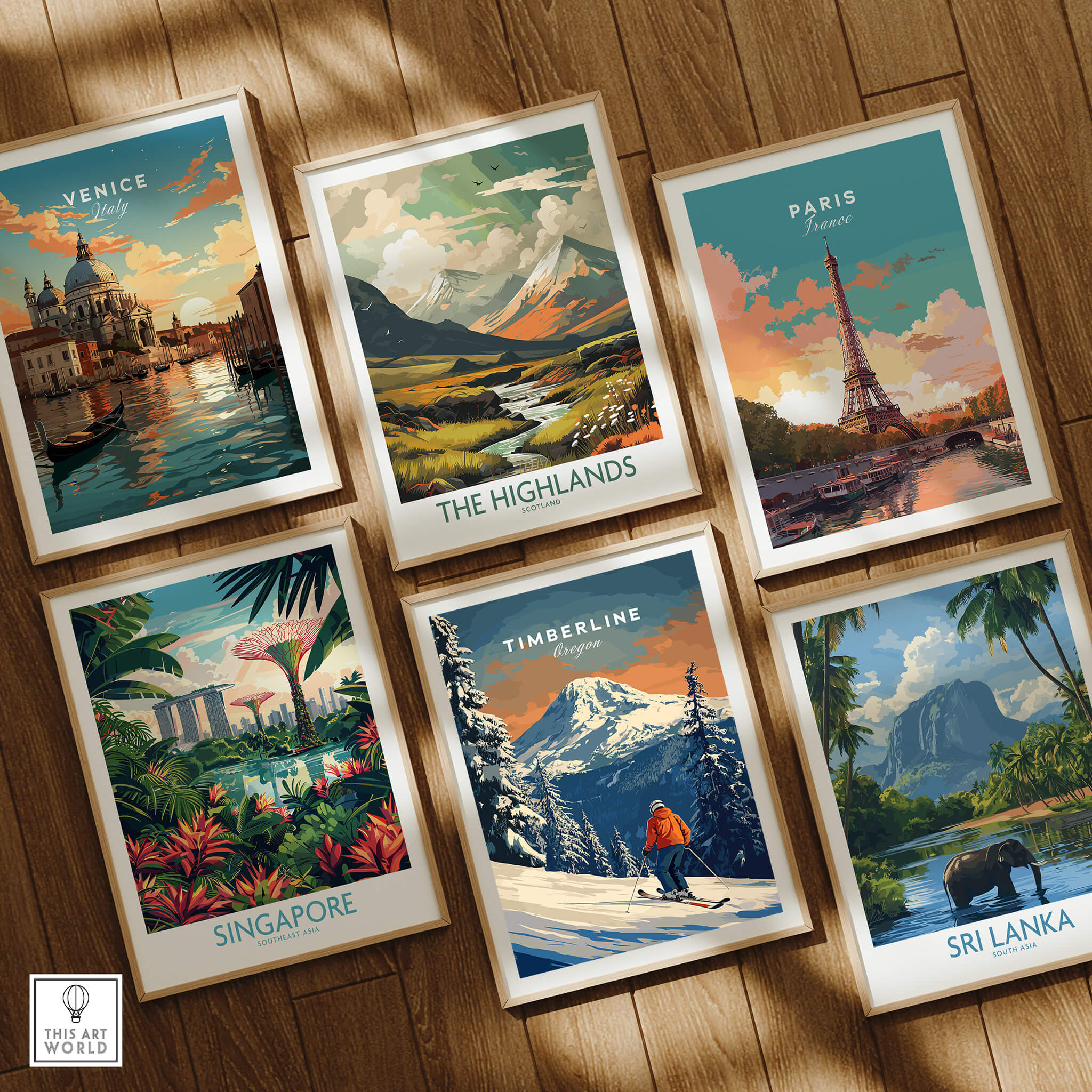 Timberline Travel Poster - Oregon among various travel posters, showcasing stunning landscapes and iconic landmarks.