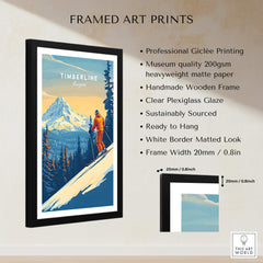 Timberline Print Oregon Ski Poster in a framed art print with giclée quality on display.