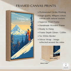 Timberline Print Oregon Ski Poster framed canvas print with professional Giclée printing and natural texture