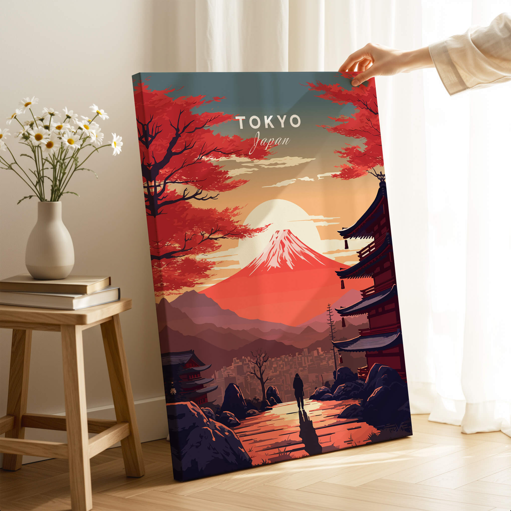 Tokyo Wall Art featuring Mount Fuji at sunset, a stunning Japan art print for home or office decor.
