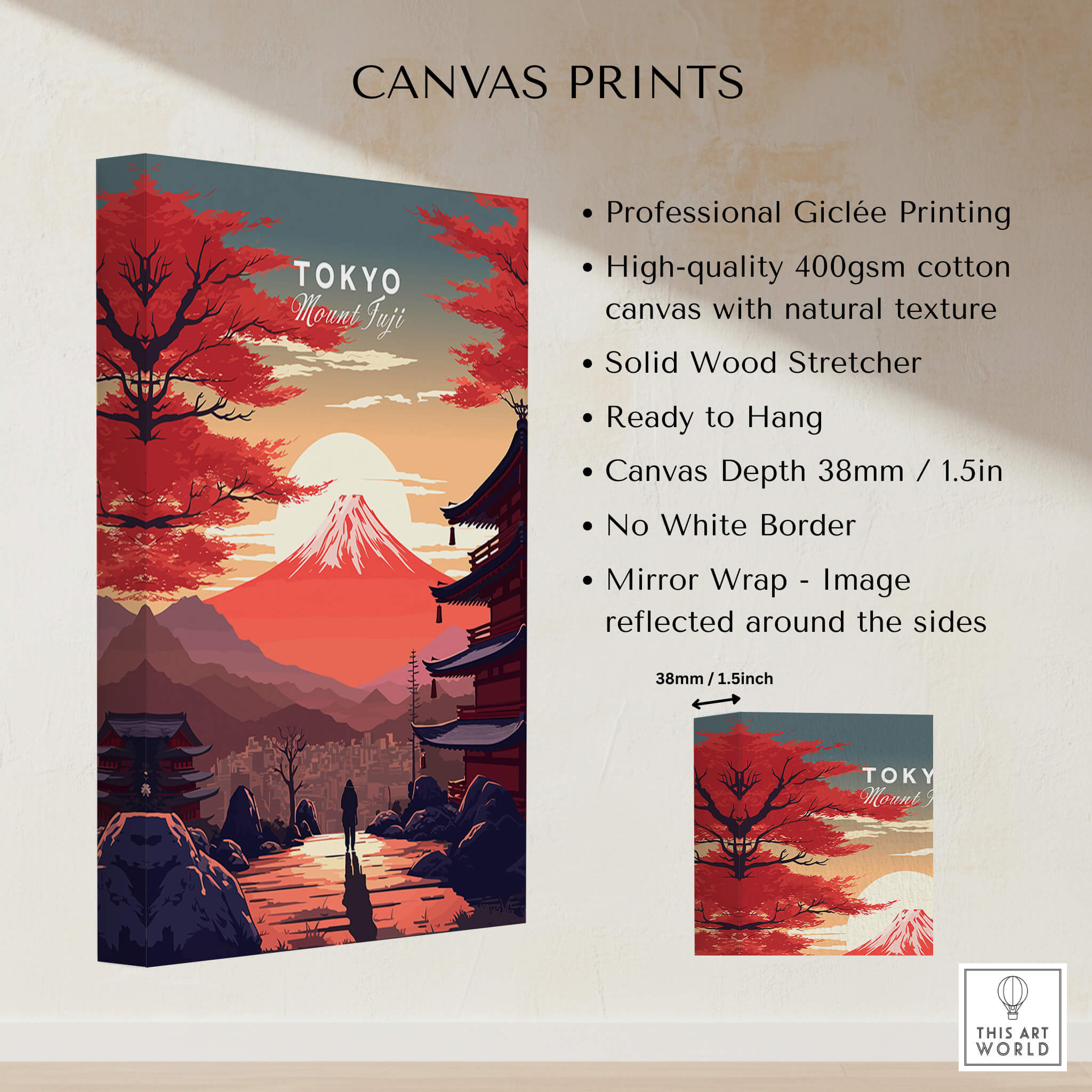 Tokyo Mount Fuji Poster with high-quality printing, ready to hang, showcasing beautiful scenery in vibrant colors.