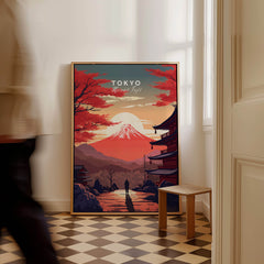 Tokyo Mount Fuji Poster featuring beautiful landscape and vibrant colors in home decor setting.