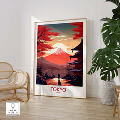 Tokyo wall art featuring Mount Fuji at sunset, perfect for modern home decor and celebrating Japan's beauty.