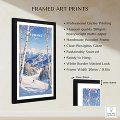 Tomamu Japan Ski Resort Travel Poster — framed print details measurements quality details