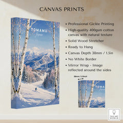 Tomamu Japan Ski Resort Travel Poster — canvas print stretched cotton canvas details
