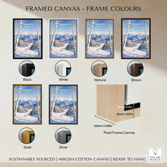 Tomamu Japan Ski Resort Travel Poster — framed canvas float frame colour options