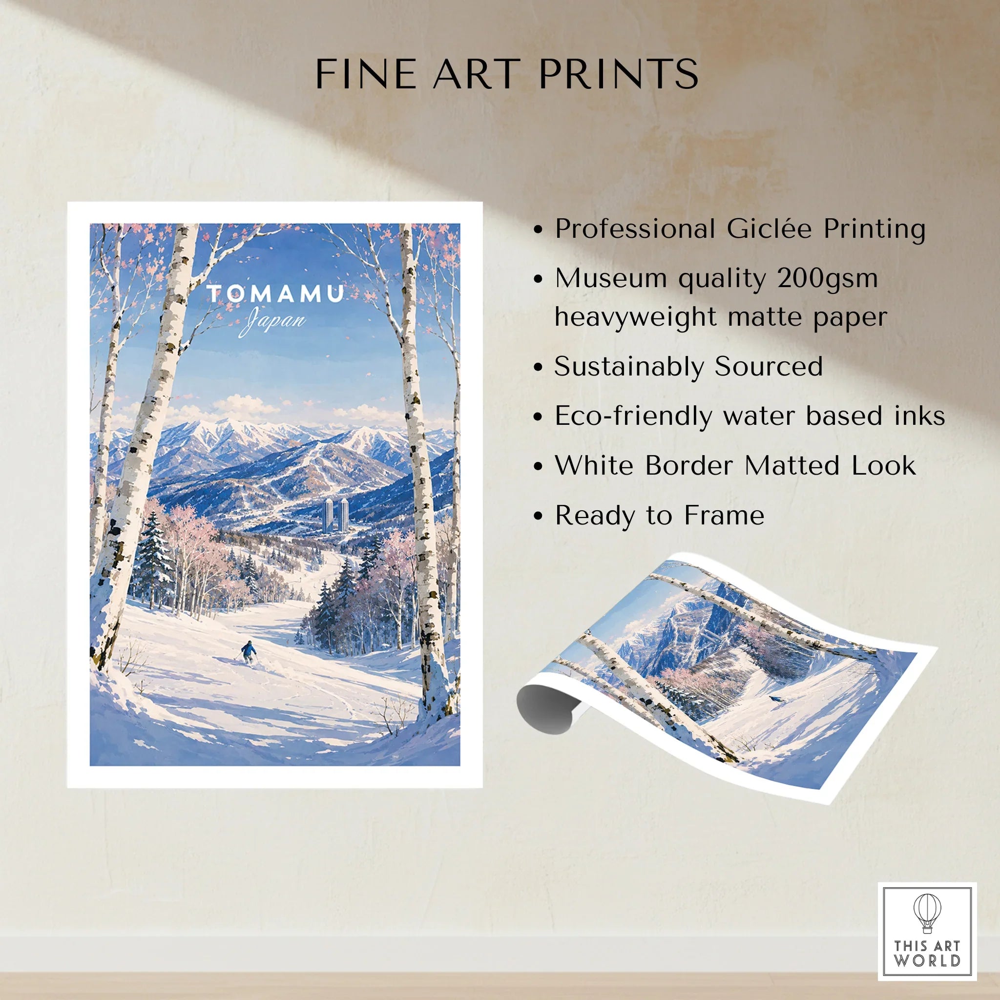 Tomamu Japan Ski Resort Travel Poster — fine art print unframed quality details