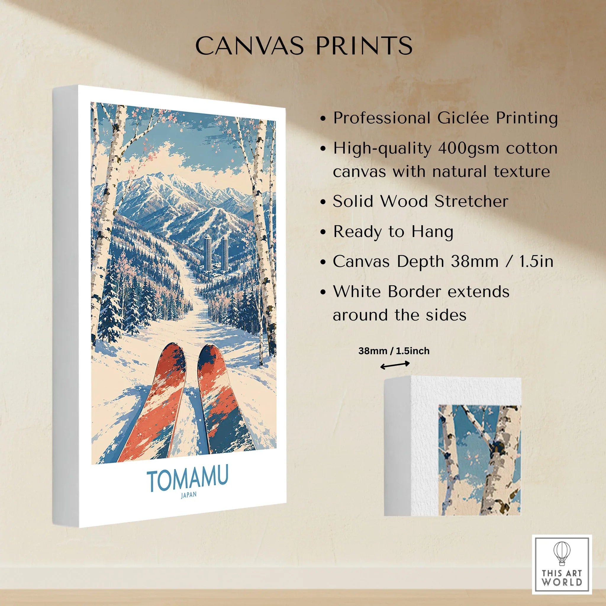 Tomamu Japan Slopes Wall Art — canvas print stretched cotton canvas details