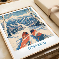 Tomamu Japan Slopes Wall Art — framed art print closeup gift unwrapped natural frame