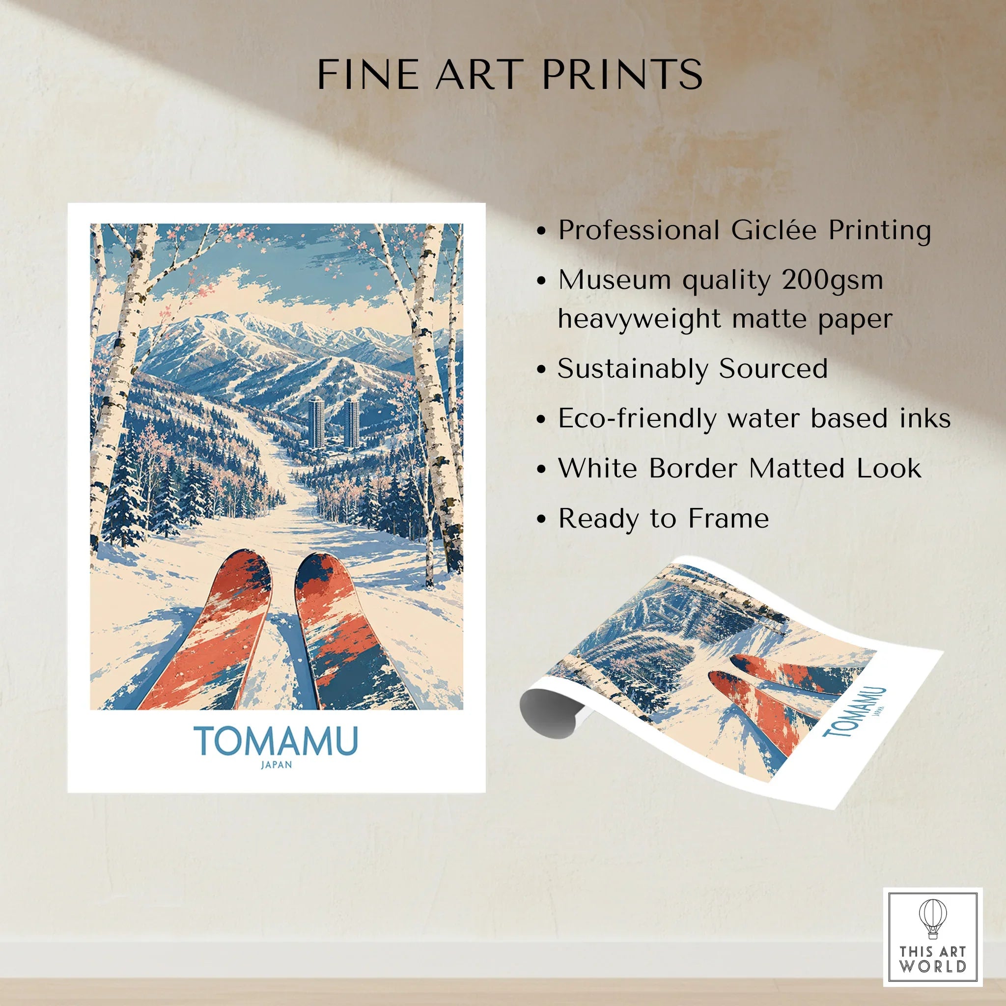 Tomamu Japan Slopes Wall Art — fine art print unframed quality details