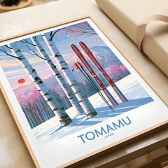 Tomamu Japan Birches Wall Art — framed art print closeup gift unwrapped natural frame