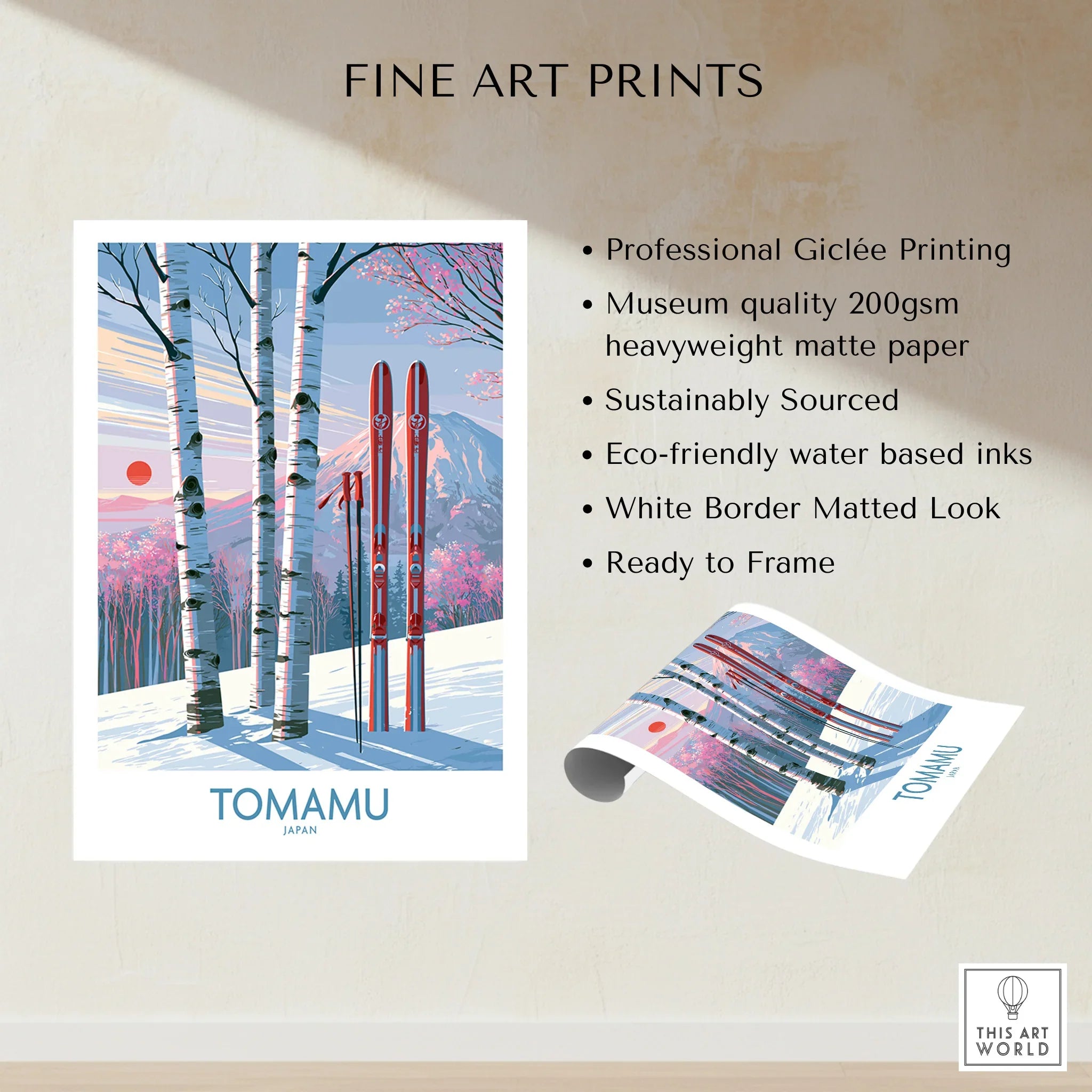 Tomamu Japan Birches Wall Art — fine art print unframed quality details