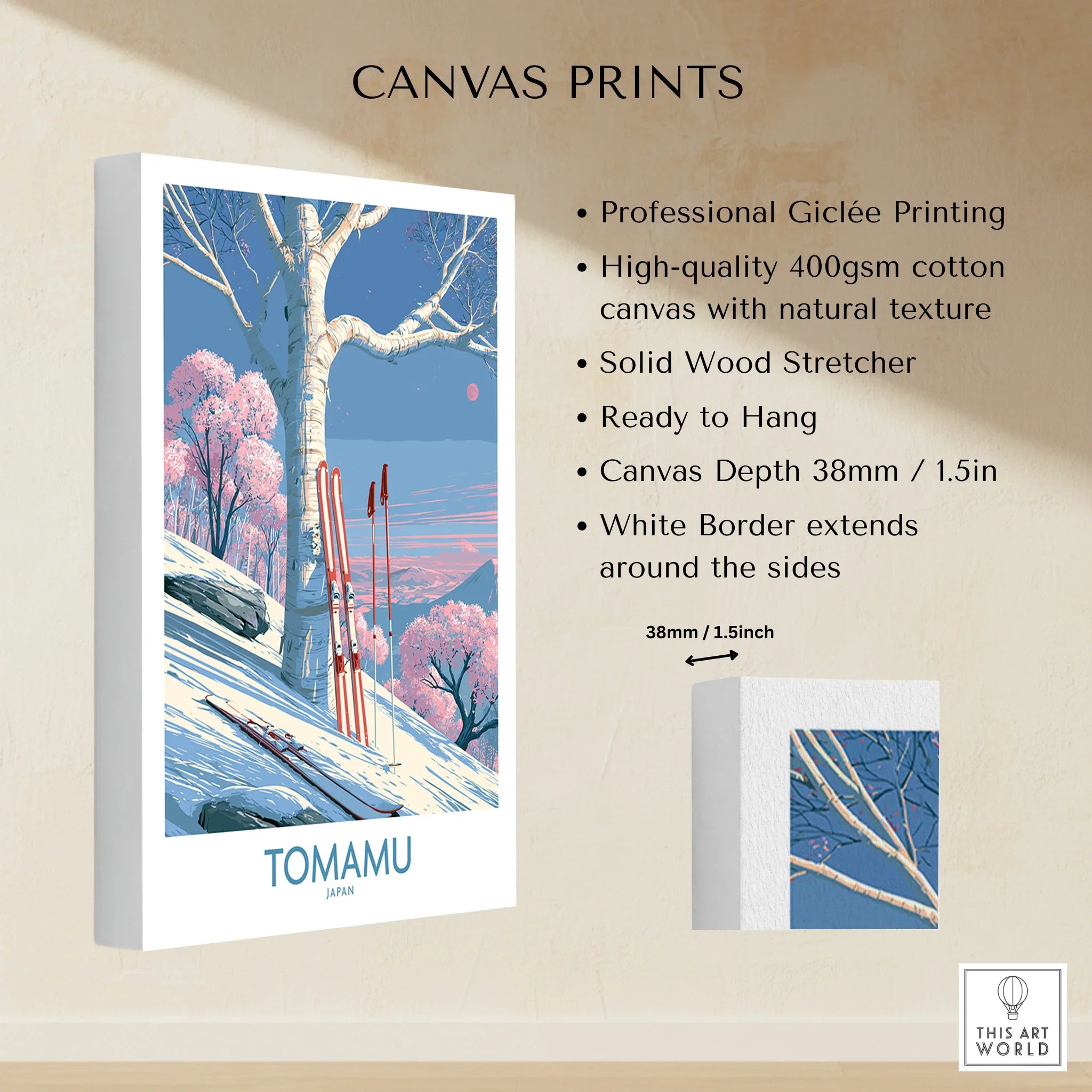 Tomamu Japan Blossom Wall Art — canvas print stretched cotton canvas details