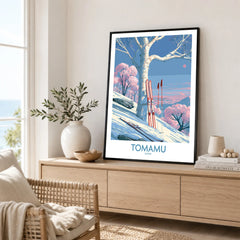 Tomamu Japan Blossom Wall Art — framed artwork living room lifestyle setting