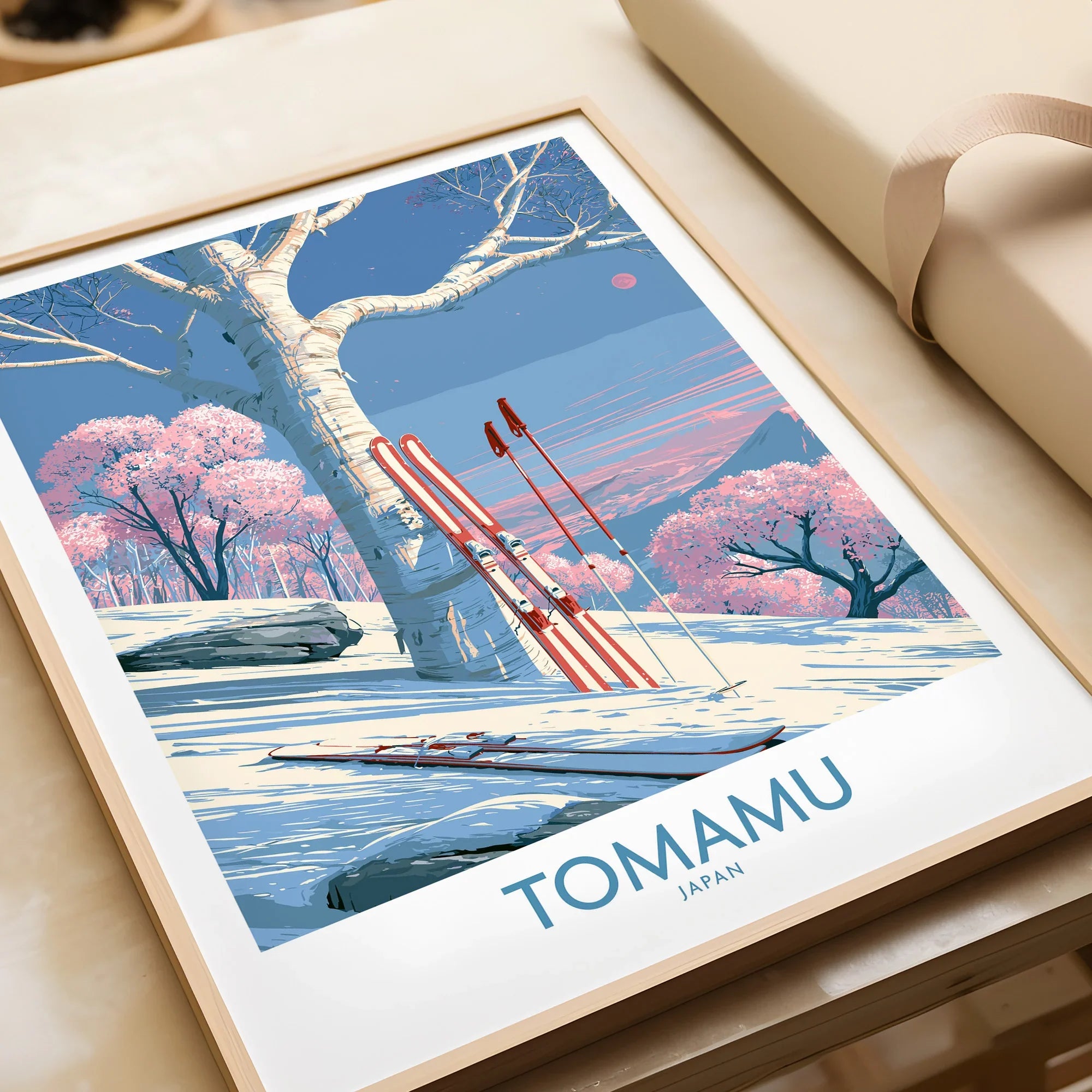 Tomamu Japan Blossom Wall Art — framed art print closeup gift unwrapped natural frame