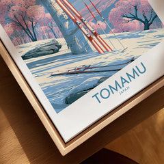 Tomamu Japan Blossom Wall Art — closeup framed canvas natural wood floating frame
