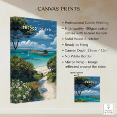 Tresco Isles of Scilly Gardens Travel Poster — canvas print stretched cotton canvas details