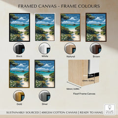 Tresco Isles of Scilly Gardens Travel Poster — framed canvas float frame colour options