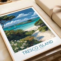 Tresco Isles of Scilly Bay Wall Art — framed art print closeup gift unwrapped natural frame