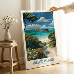 Tresco Isles of Scilly Bay Wall Art — canvas print mirror edge hand holding room setting
