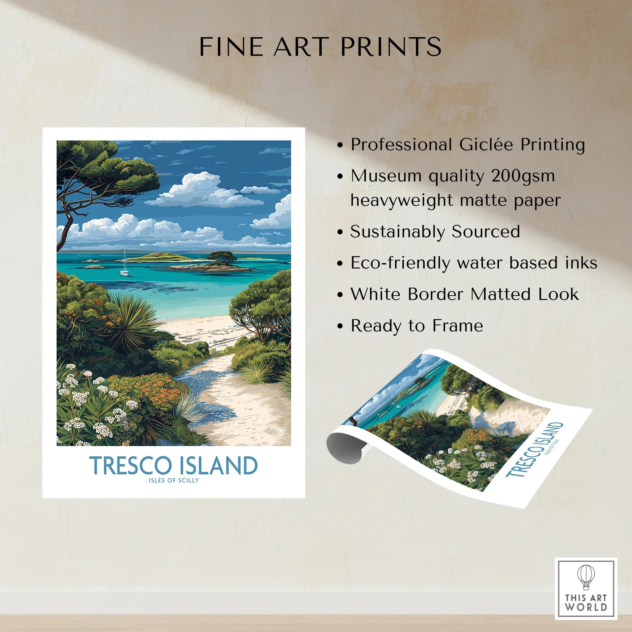 Tresco Isles of Scilly Bay Wall Art — fine art print unframed quality details