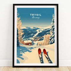 Trysil Ski Print Norway capturing the beauty of skiing in the Norwegian mountains.