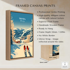 Trysil Ski Print Norway framed canvas art showcasing winter sports beauty in Norwegian mountains.